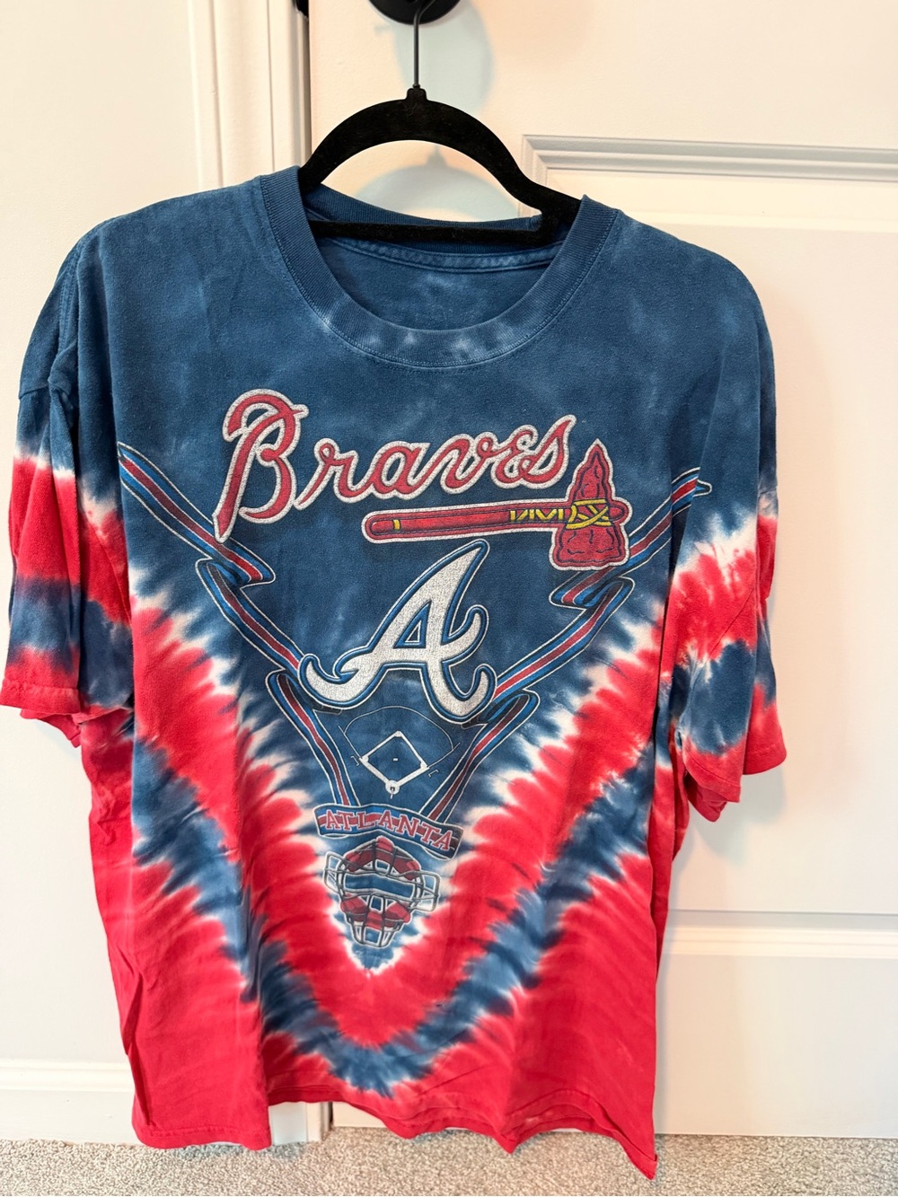 Atlanta Braves Tie Dye Graphic T Shirt Red Blue MLB Baseball XL